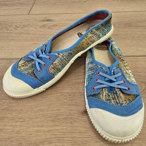 KEEN 100% Vulcanized Vegan Low Top Womens Sneakers Shoes Sz 8.5 Blue Floral